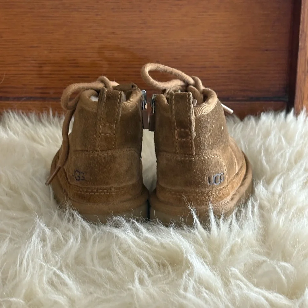 UGG Kids ‘Neumel II’ Brown Suede Sherpa Side Zip Winter Boots